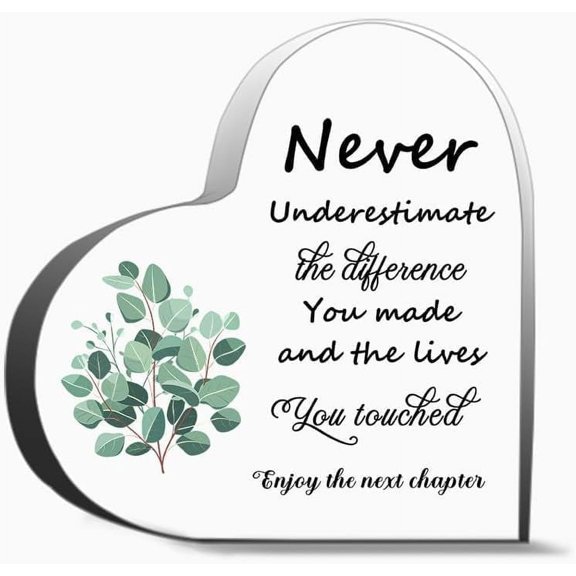 Coworker Leaving Gifts For Women Men Retirement Gifts For Her Him Going Away New Job Gifts For Colleague Thank You Gifts For Women Men, Decoration Heart Shape Acrylic Sign Gift,4x4 inch