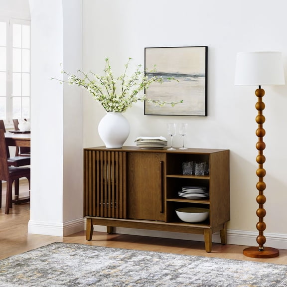 WGYPRIME 47.3" Buffet Cabinet with Storage, Farmhouse Fluted Sideboard with 2 Doors & Solid Wood Feet, TV Media Console, Storage Cabinet for Kitchen, Dining, Living Room, Entryway, Hallway