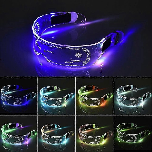 ~ 8 piezas de gafas luminosas, gafas LED, cable EL, luz de neón, visera, gafas para fiesta, decoloración colorida