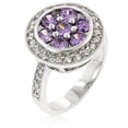 thumbnail image 1 of Kate Bissett R08080R-C20-05 Genuine Rhodium Plated Fashion Ring with Amethyst CZ Center and Clear CZ Outer Layer in Silvertone - Size 5, 1 of 1