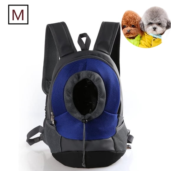Sacs de Transport pour Chien Sac à Dos, Sac pour Animal en Maille Ajustable Tête Sortie Sacs à Dos pour Chien Chat, Sac de Transport, Bleu, M/G
