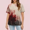 thumbnail image 4 of WTOBBY Women's Casual Short Sleeve Pullover Top with Round Neck, Featuring Bloody Halloween Print for Seasonal Fashion,Perfect for Costume Events, Soft and Stylish Apparel,Wine L, 4 of 4