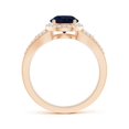 thumbnail image 2 of ANGARA Natural 1.6 Ct Split Shank Sapphire Halo Ring with Cluster Diamonds in 14K Rose Gold for Women (Size-7mm) | September Birthstone, Anniversary, Jewelry Gift for Women | Natural Sapphire Ring, 2 of 7