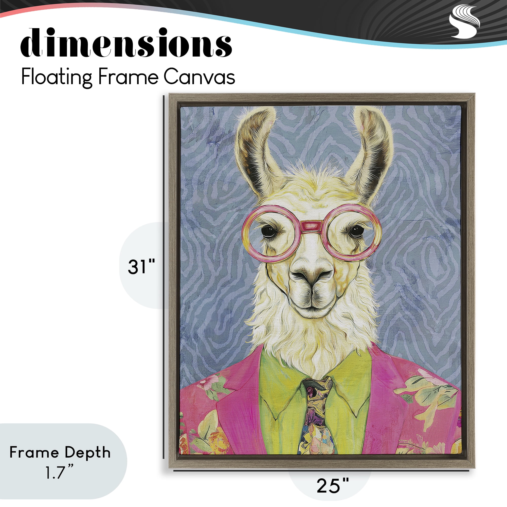 Stupell Industries Bright Gaze Llama Brown Framed Floater Canvas Wall Art, design by Svetlana Aleynikova