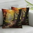 thumbnail image 3 of Ullo0ord Country Throw Pillow Cushion Cover, Paint of a Forest with Autumn Color Leaves Fall Time Sadness Season Theme Art, Decorative Square Accent Pillow Case 18x18in, 3 of 7