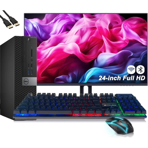 Restored Dell Desktop PC, Core i5-6600, 8G RAM, 256G NVMe SSD, Keyboard Mouse, WiFi, BT, Windows 11 Pro (Refurbished)