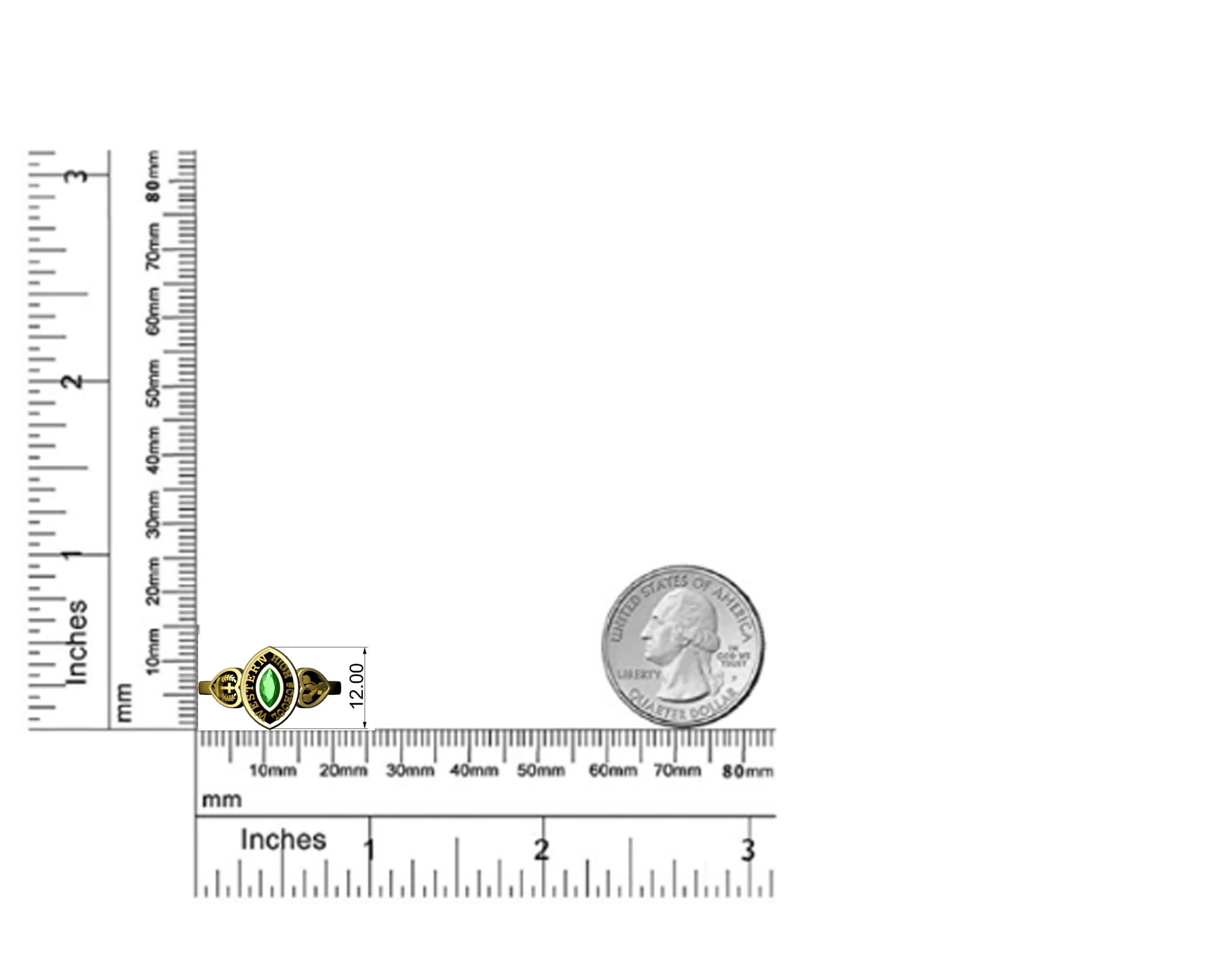 Mementos USA Custom 10kt White Gold Class Rings for Women High School and College-Royalty