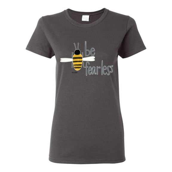 Be Fearless Buzzing Bee Pop Culture Womens Graphic T-Shirt, Charcoal, Small