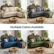 LINSY HOME L Shaped Sectional Couches for Living Room, Sleeper Sofa Bed with Reversible Storage Chaise, Pull Out Couch Bed with USB, Cup Holder, Beige