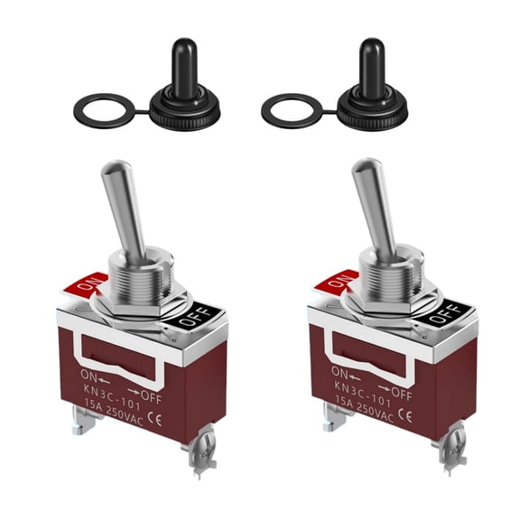 CSYANXING Heavy-Duty Toggle Switch 2 Pack ON/OFF SPST 30A 12VDC IP65 Waterproof for Vehicles Boats Campers Auxiliary Systems Metal Plastic