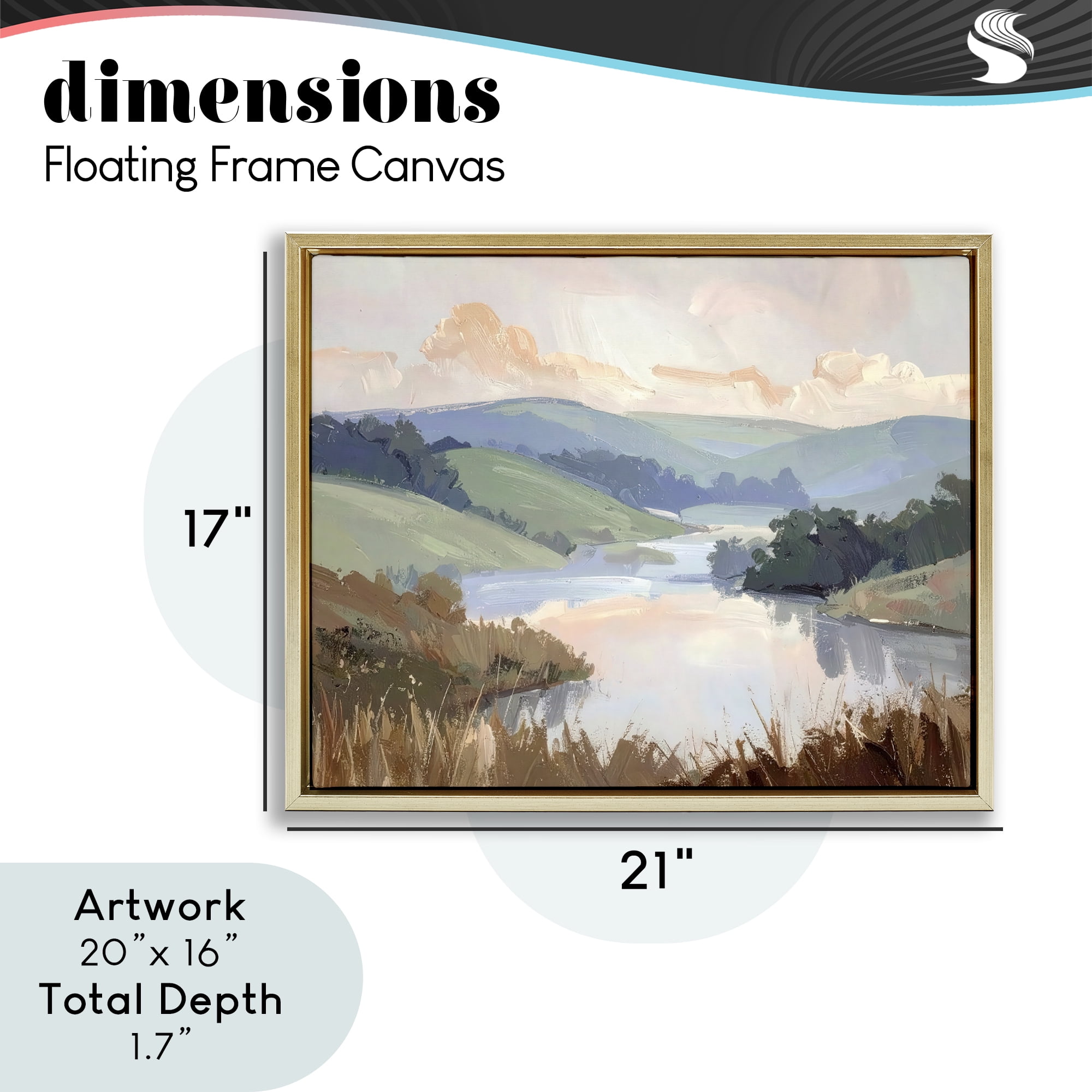 Stupell Industries Muted Distant Mountains Gold Framed Floater Canvas Wall Art, design by Alonza Saunders