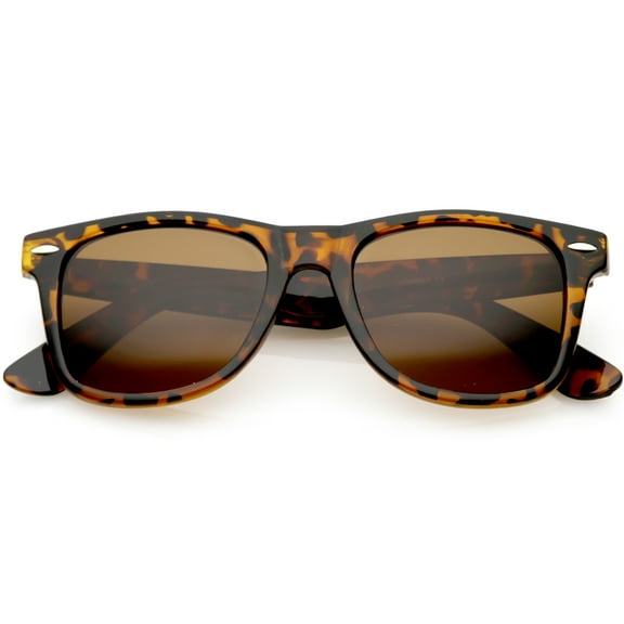 sunglassLA Unisex Classic Neutral Color Polarized Horn Rimmed Sunglasses 52mm (Tortoise / Brown) - 52mm