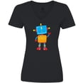 thumbnail image 3 of Inktastic Cute Robot, Waving Robot, Colorful Robot Women's V-Neck T-Shirt, 3 of 5