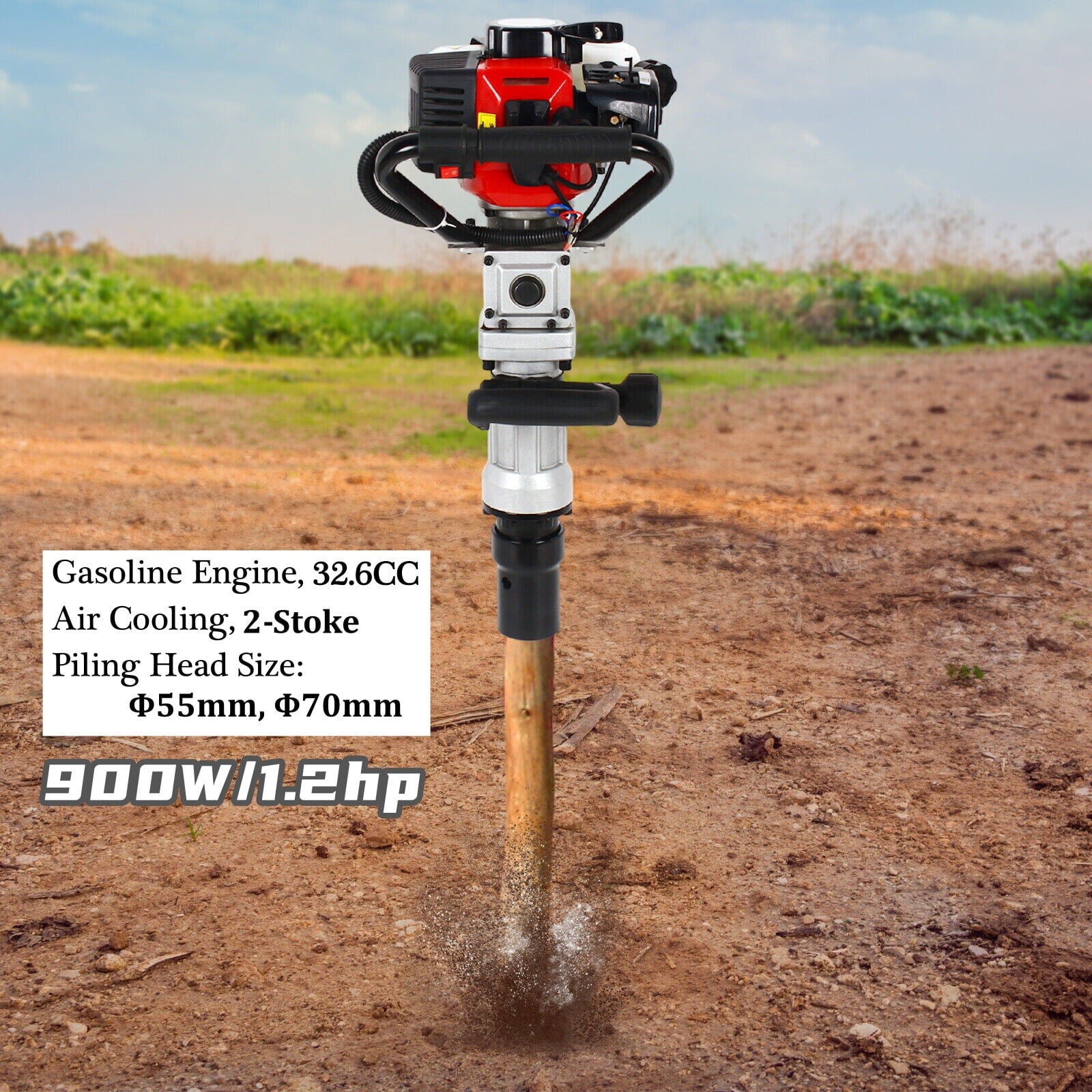 Fence T Post Driver Gas Powered 2 Stroke Motor Pile Drivers Jack Hammer Gasoline