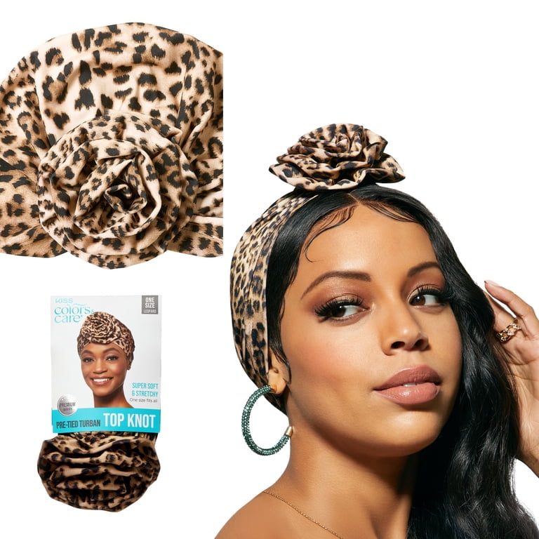 3 PCs Head Wrap Black Floral Head Turbans Pre-Tied Leopard Print Head …​​ Accessories | 3 Pcs Head Wrap Black Floral Head Turbans  main image 4