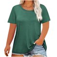 thumbnail image 2 of Abomasnow Women's Plus Size Short Sleeve T-Shirts Loose Fit Solid Color Crewneck Dressy Blouses Summer Spring Trendy Clothes 2025, 2 of 4