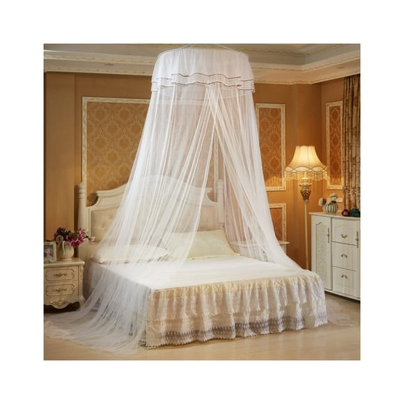 QualitChoice Round Dome Mesh Lace Net Bed Canopy Bedding Netting Curtain XL White