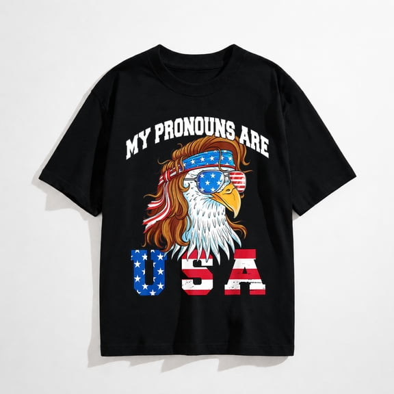My Pronouns are USA Eagle American Funny 4th of July T-Shirt