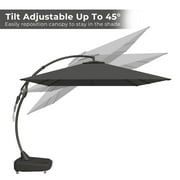 GRANDPATIO Patio Umbrellas 9x12 FT Rectangular Offset Umbrella, Large Patio Cantilever Umbrella with Base Aluminum Outdoor Umbrella for Garden Poolside, Charcoal