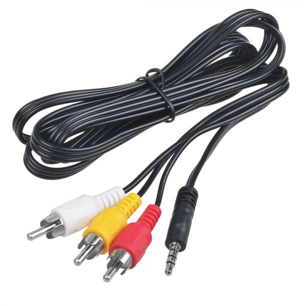 3.5mm plug auxiliary aux to 3 rca av audio video tv cable cord wire