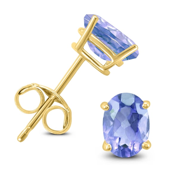 SZUL Women's 14K Yellow Gold 5x3MM Oval Tanzanite Earrings