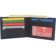 Mens Soft Genuine Leather Slim ID Bifold Wallet 60 (C) Black