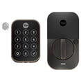 thumbnail image 1 of Yale Security Deadbolt Lock 2 Touch, cerradura de puerta de entrada inteligente sin llave de gamuza negra con teclado táctil conectado Wi-Fi y escáner de huellas dactilares, YRD450-F-WF1-BSP, 1 of 5
