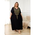 thumbnail image 2 of Edolynsa Plus Size Moroccan Kaftan Dress for Women Embroidery Caftan Tunic Maxi Beach Dresses Bathing Suit Cover up Sleepwear, 2 of 9