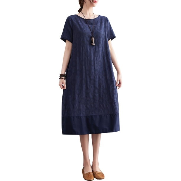 Vestido, Vestido suelto de mujer con bolsillos Manga corta Vestido informal de vacaciones Abanopi Aqua/Extragrande