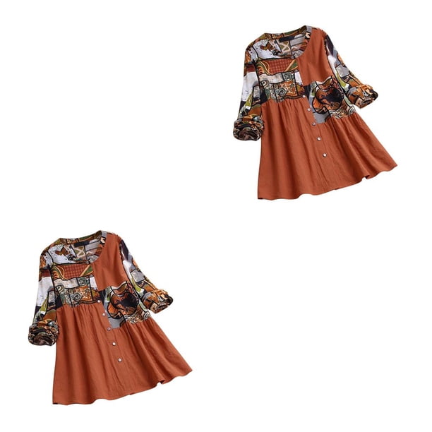 Guardurnaity Camisa de gran tamaño con estampado floral Stand Casual Estampado a juego Blusa de manga larga con botones Accesorios de mujer Ropa Type1 NO1