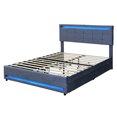 thumbnail image 3 of Upholstered Bed Frame with LED Light, 4 Drawers, Type C USB Ports and Headboard, Full Size, 3 of 8