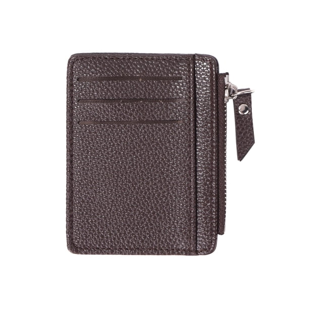 Monedero Cuero Retro para Mujer Patrón Litchi Tarjetero para Hombre (marrón Oscuro)