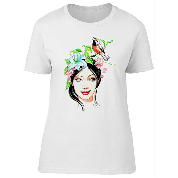 Beauty And Tropical Bird T-Shirt Women -Image by Shutterstock, Female x-Large