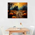 thumbnail image 2 of Creowell - Halloween Wall Art Pumpkin Decorations Vintage Haunted House Paintings Decor Wall Picture Moon Poster HD Canvas Print, Framed for Living Room Bedroom Bar,20x16inch, 2 of 3