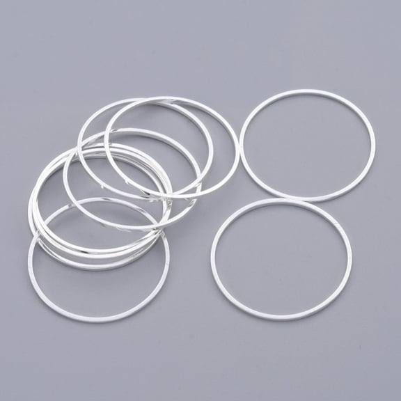 20pcs Brass Linking Rings Ring Lead Free & Nickel Free & Cadmium Free Silver 25x1mm