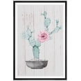 thumbnail image 1 of IDEA4WALL Framed Canvas Art Wall Decor Prickly Pear Cactus with Pink Flower and WOD Panel Botanical Plants Illustrations Realism Decorative Elements for Dorm Home Office - 16"x24", 1 of 4