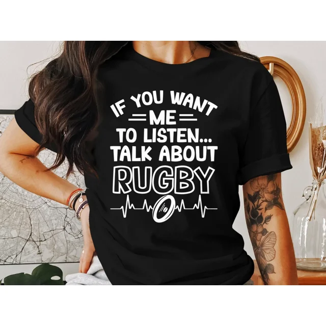 Parlez du Rugby Si Vous Me Demandez d'Écouter Slogan de Sport T-Shirt Unisexe, jusqu'à la Taille 5TG