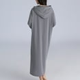thumbnail image 4 of Defitshape Women's Long Hooded Robe Zipper Front Soft Lightweight Long Sleeve Zip Up Bathrobe Comfy Spring Fall Sleeping Lounge Calf Length Maternity Housecoat Grey X-Large, 4 of 4