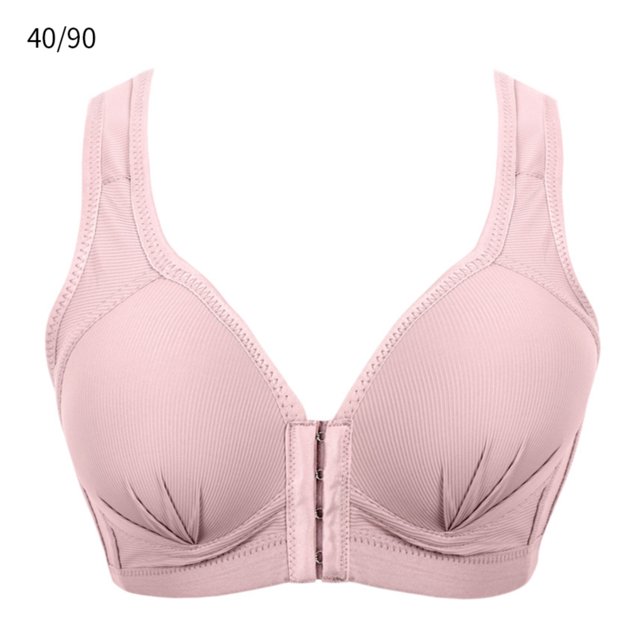 Sujetador Inalámbrico Transpirable Hebilla Frontal Correa Ancha Ropa Interior Delgada para Mujer Niña, Gris Violeta, 40/90 Eigraketly AP001203-27