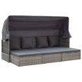 thumbnail image 1 of vidaXL Garden Lounge Bed with Roof Mixed Grey Poly Rattan, 1 of 5