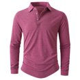 thumbnail image 4 of GEWSEY Mens Long Sleeve Polo Shirt Classic Casual Button Collared Fashion Golf Shirts (Hot Pink, 3XL), 4 of 8