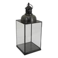thumbnail image 2 of Laila Lantern, Black Metal, Glass Panels, Square Base, 20 Inch Tall, 2 of 7