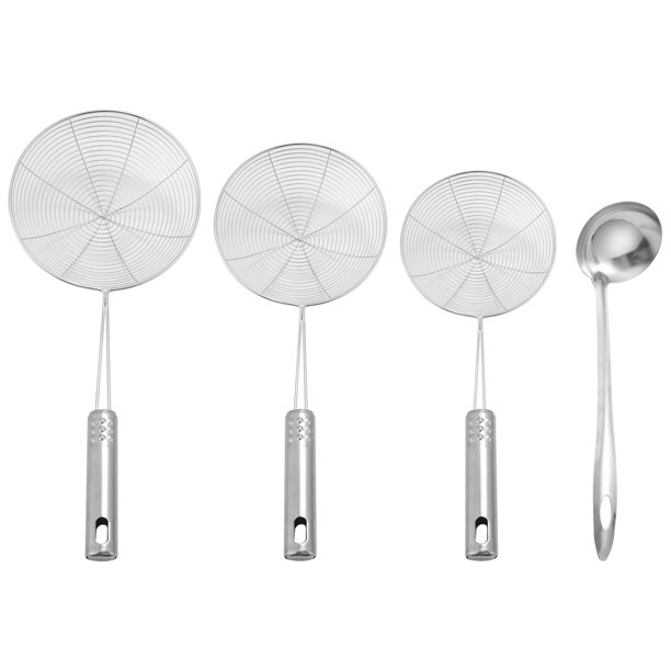Skimmer Spoon, 4 Pack Stainless Steel Spider Strainer Skimmer Spoon
