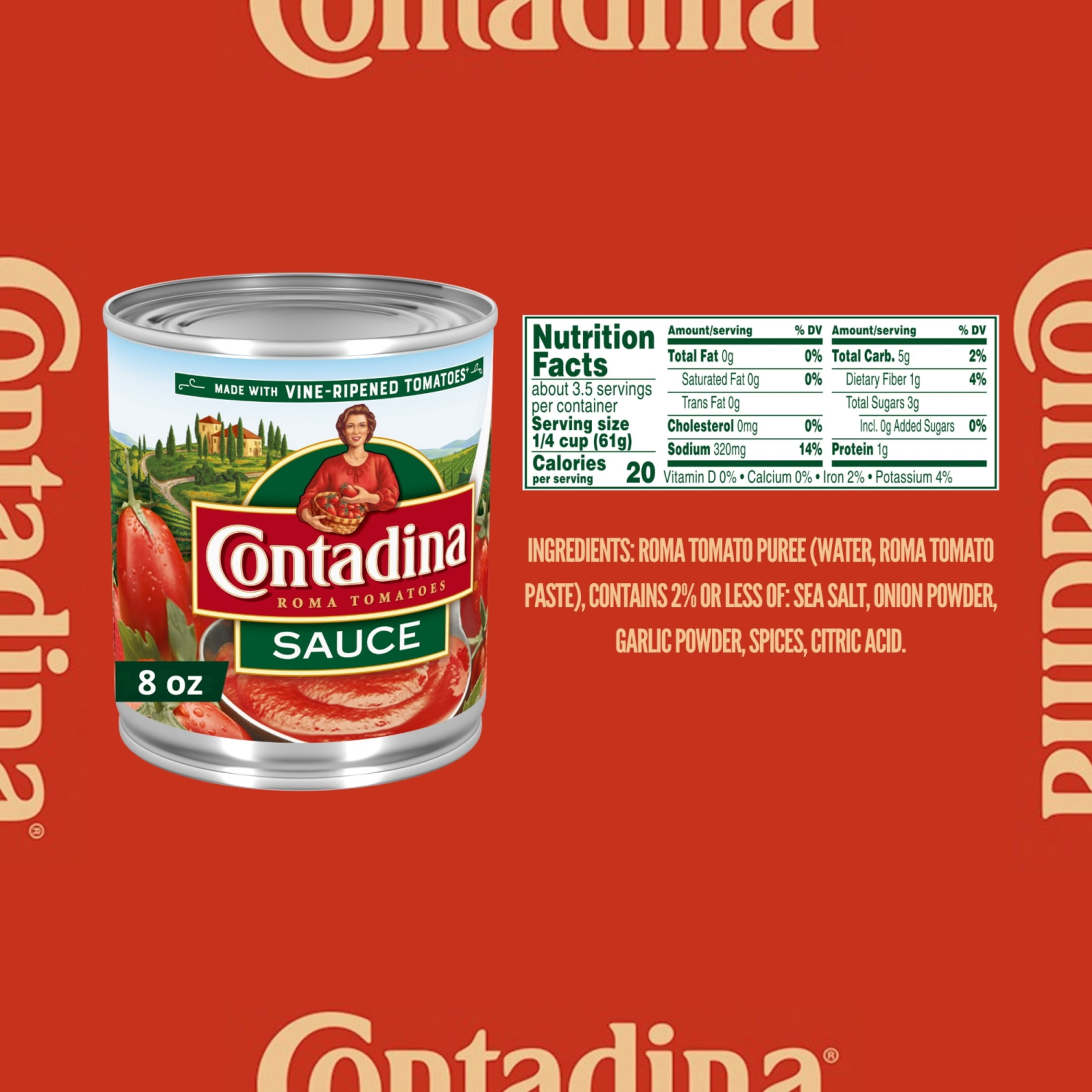Contadina Tomato Sauce, Canned Tomatoes, 8 oz Can