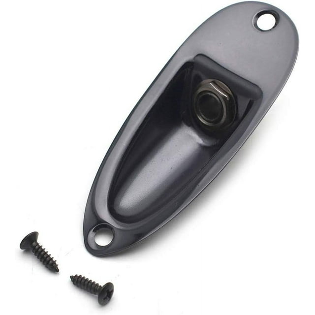 HAHDAXIA Guitar Input Jack Socket Plate Output Loaded Boat Style 1/4 Inch with Screws for Fender Stratocaster Strat St Mono Electric Guitar for Electric Guitar Replacement Parts(black)