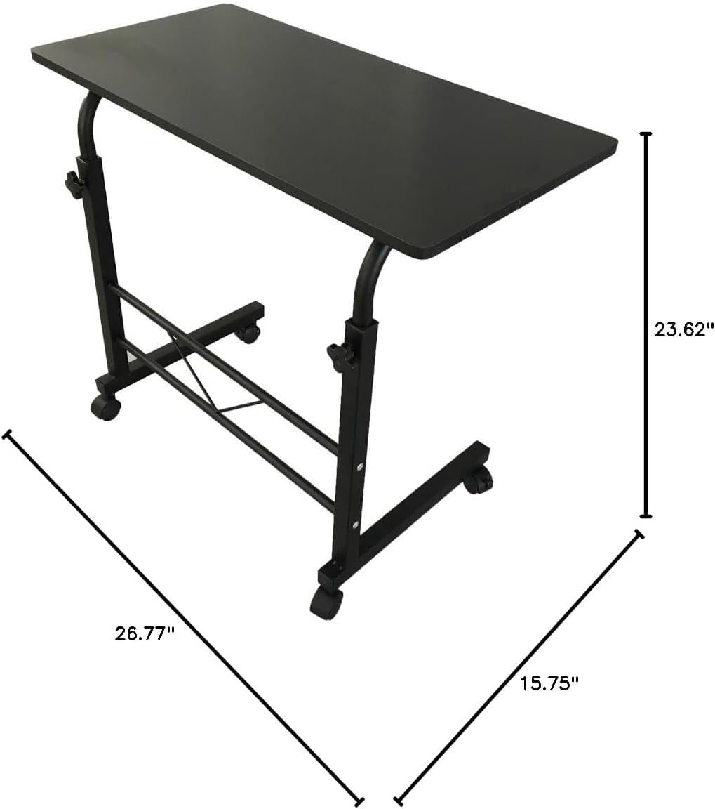 FCH Computer Workstation, Standing Desk Adjustable Height, Small Computer Desk w/Rolling, Sit Stand Laptop Desk TV Tray Computer Workstation for Bed Sofa Hospital Reading Eating, 23.6", Black