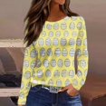 thumbnail image 2 of Lumtrix Easter Shirts For Women Bunny Graphic Tee Long Sleeve Eggs Print Tee Tops For Teen Girls Yellow S, 2 of 7