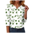 thumbnail image 6 of UngA St. Patrick's Day Shirts for Women 3/4 Sleeve Saint Patricks Day T-Shirt V Neck Lucky Irish Shamrock Graphic Tee Tops,Size L, 6 of 9