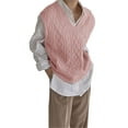 thumbnail image 4 of Sherrylily Women V Neck Sweater Vest Oversized Loose Knit Cable Sleeveless Sweater, 4 of 7