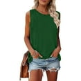 thumbnail image 2 of Summer Tops for Women 2024 Clearance! Mgmyaa Women Tank Tops Plus Size Crew Neck Sleeveless Tops Loose Tank Top Fashion Solid Color Fit Casual Tees, Shirts, 2 of 6